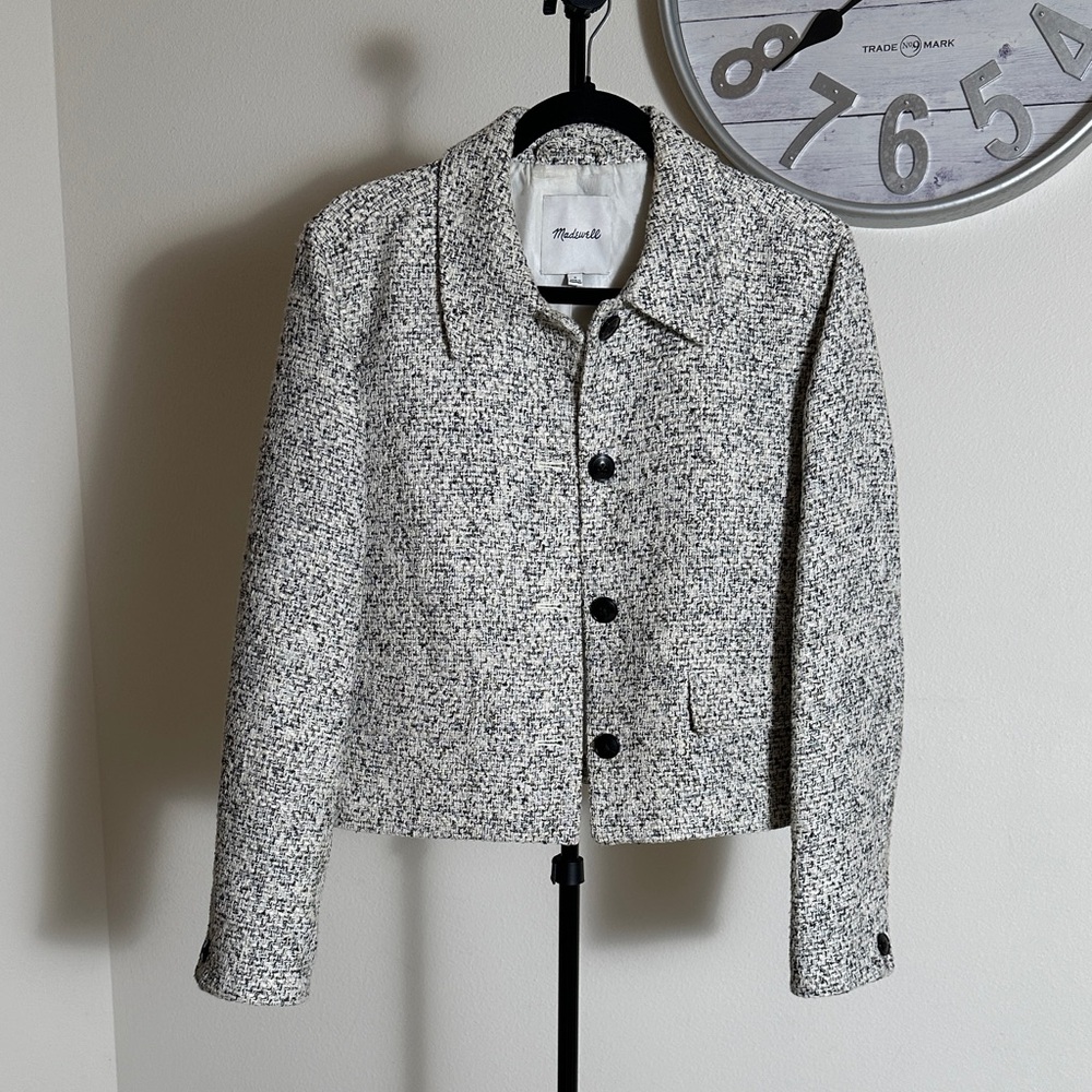 Madewell Black and White Tweed Blazer